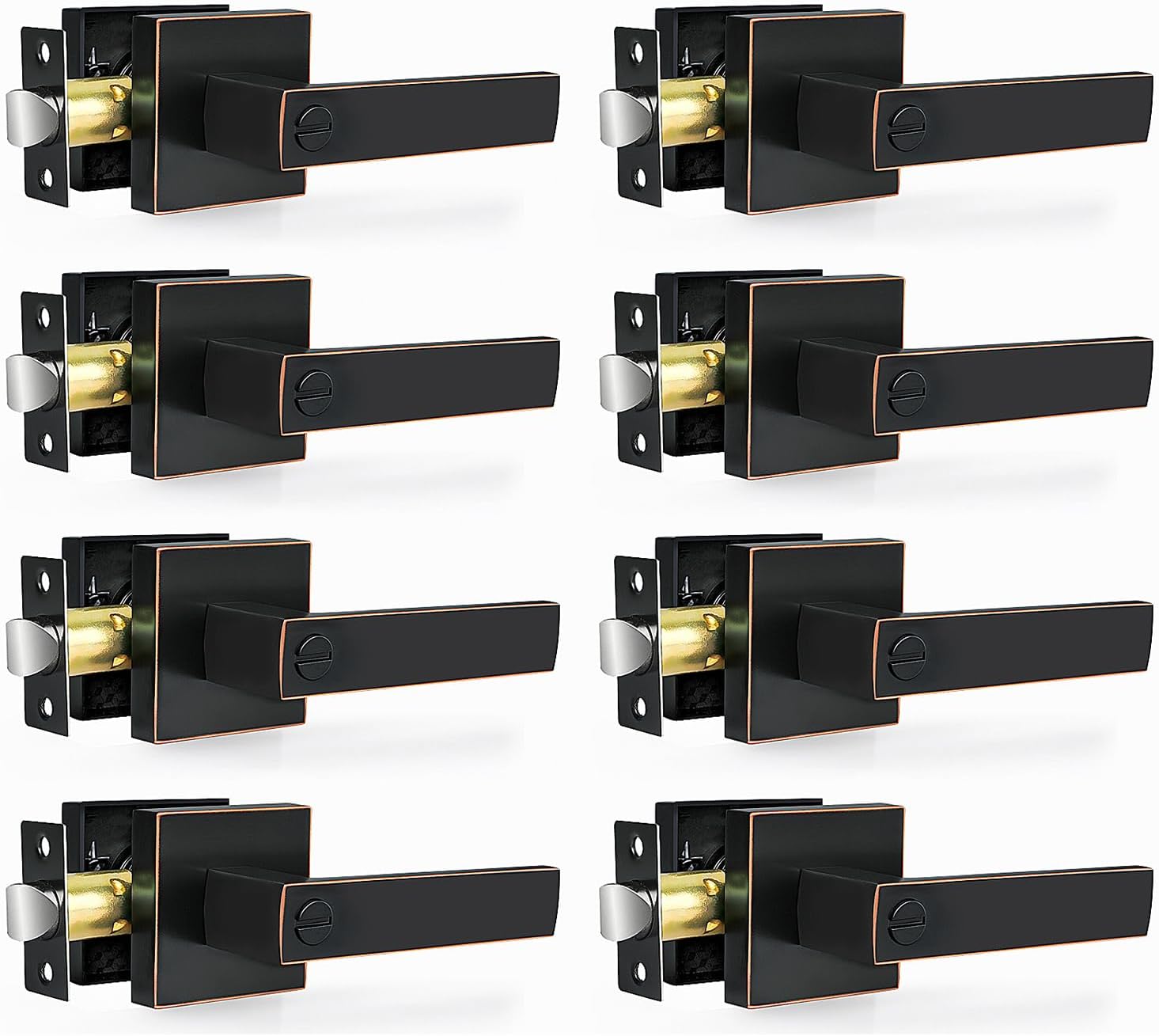 Privacy Door Levers Set for Interior Heavy Duty Use, 8 Pack