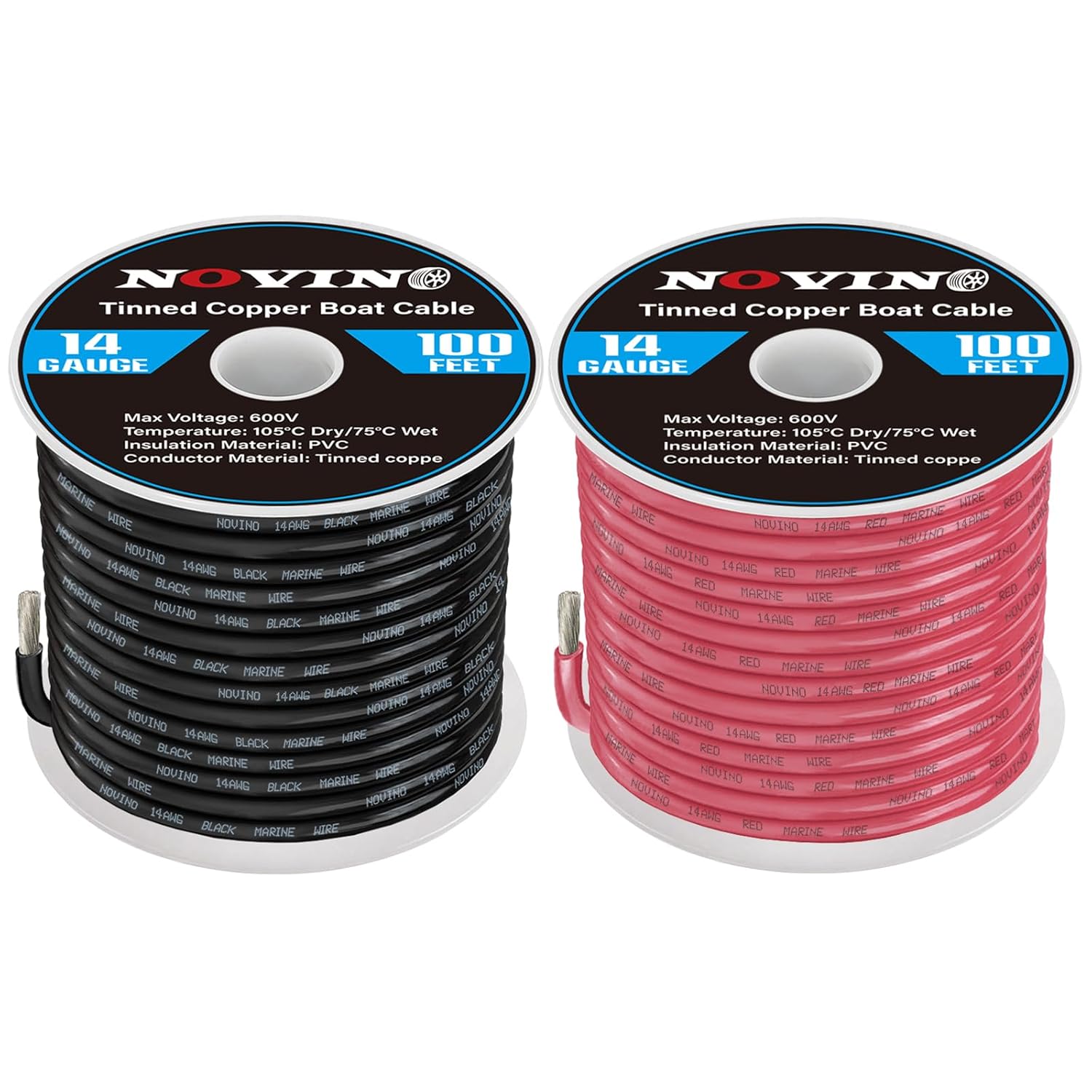 14 Gauge Marine Wire for Boats and RVs - 100FT Red & Black