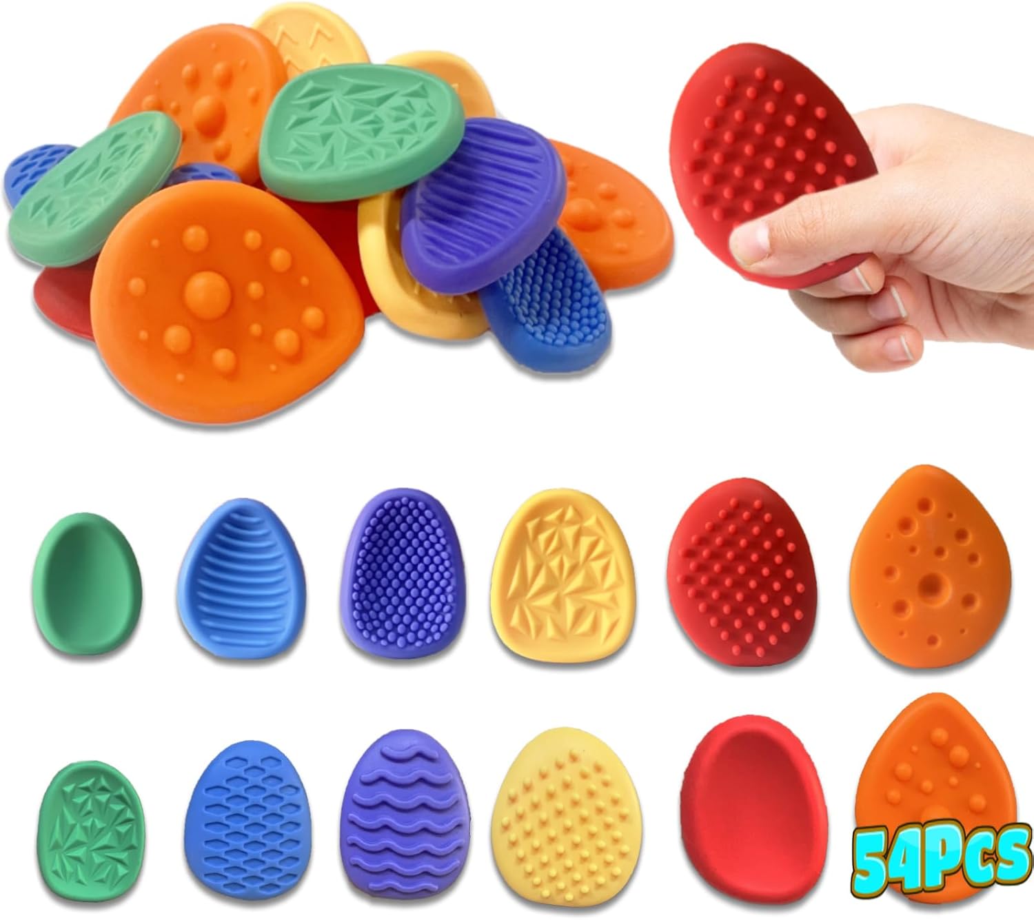 54pcs Colorful Fidget Toys for Kids - Sensory Stone Set