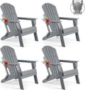 Folding Adirondack Chair Set of 4 - Weatherproof Folding Fire Pit