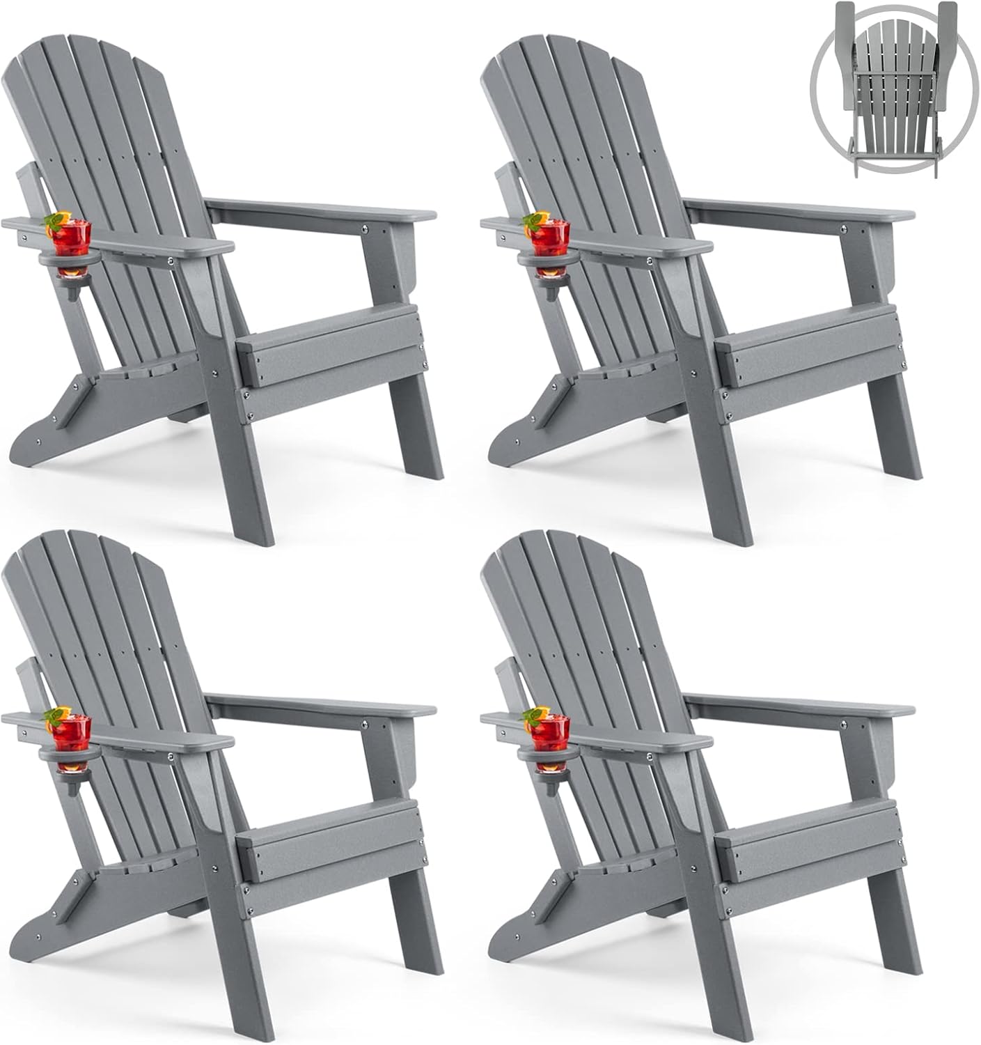 Folding Adirondack Chair Set of 4 for Outdoor Relaxation