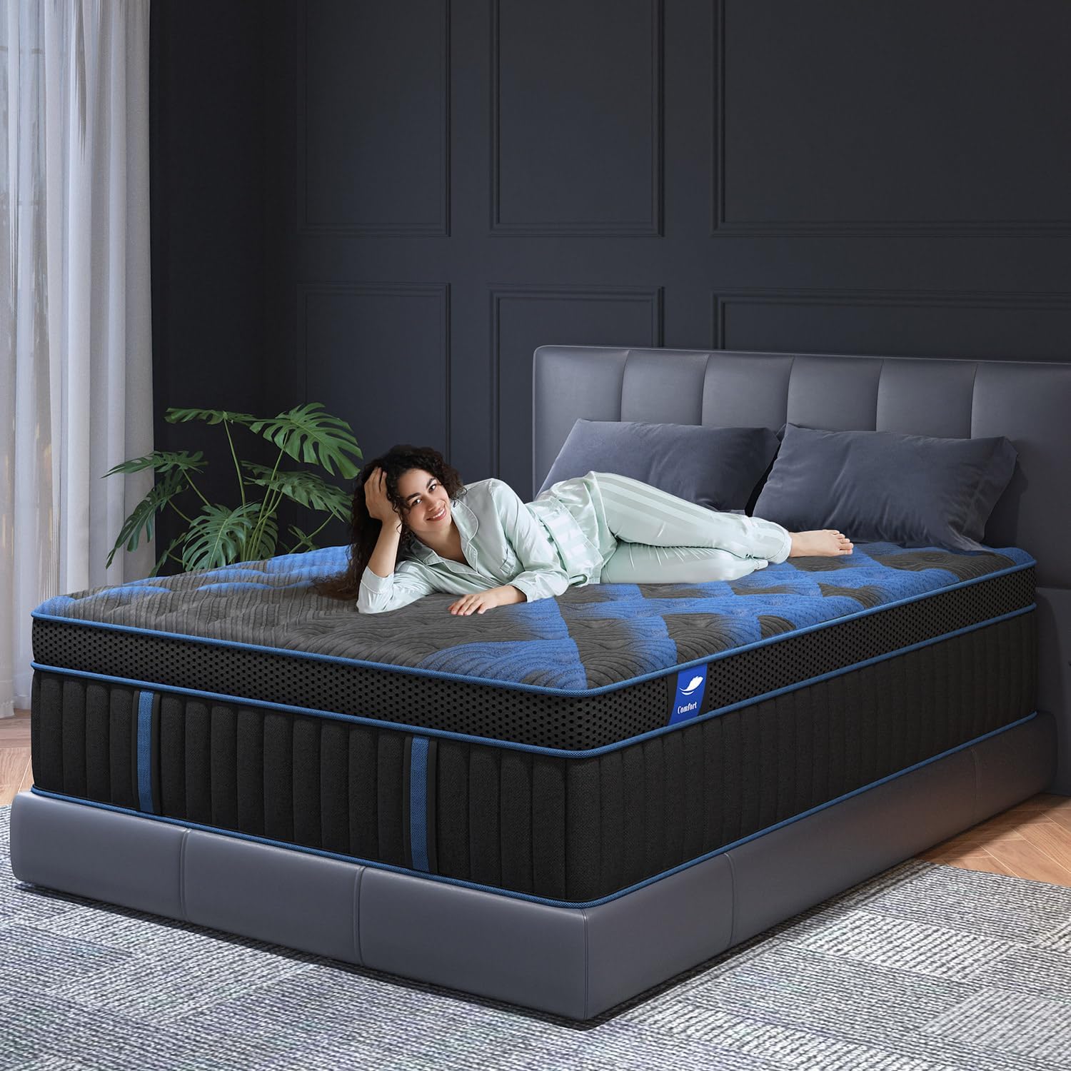 Queen Mattress 14 Inch Hybrid with Gel Memory Foam & Coils