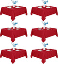 Fitable 6 Pack Red Square Tablecloths 70 x 70 in - Stain Resistant