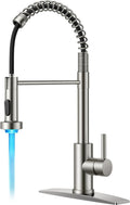 LED Kitchen Faucet with Pull Down Sprayer - Brushed Nickel Modern