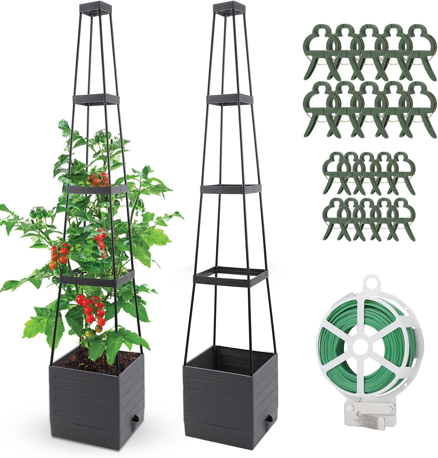 2 Pack Raised Garden Bed with Trellis for Climbing Plants