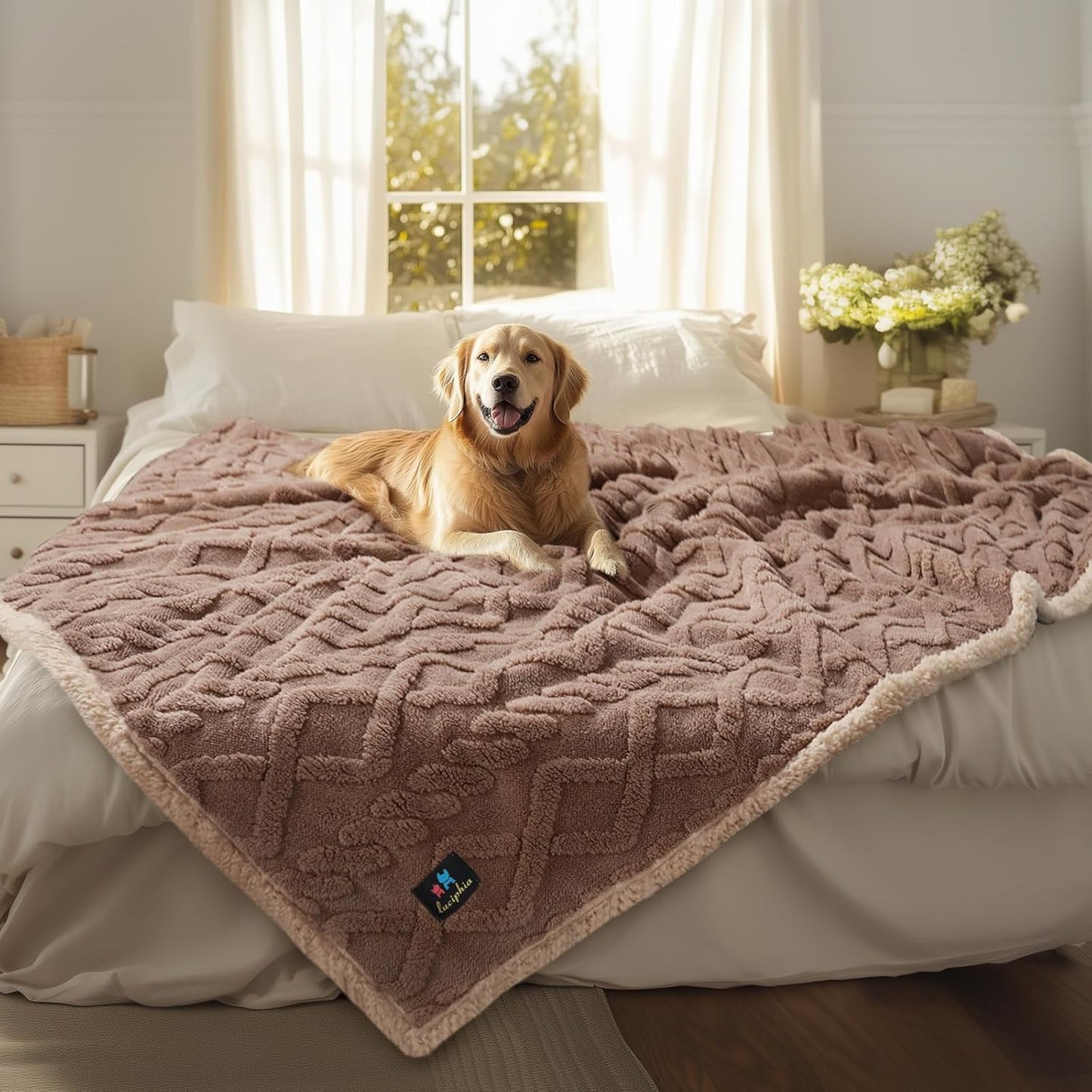 Waterproof Pet Blanket for Sofa Bed Couch - Khaki X-Large