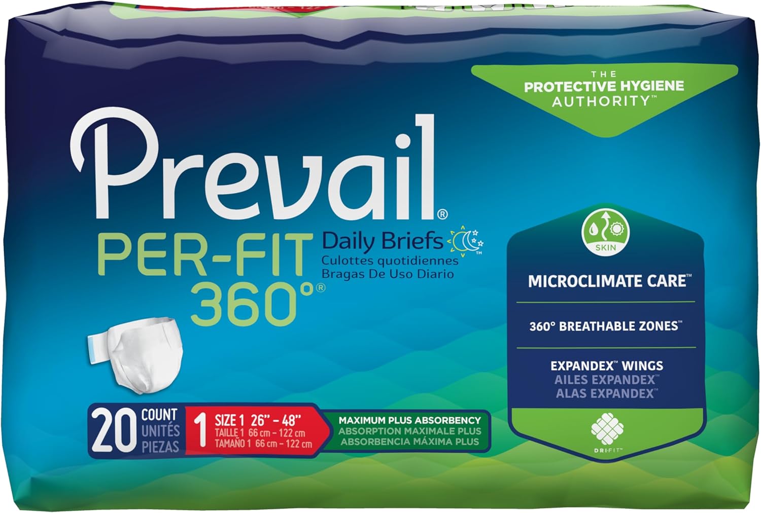 Prevail Per-Fit 360 Incontinence Briefs - Maximum Plus Absorbency for All-Day Comfort