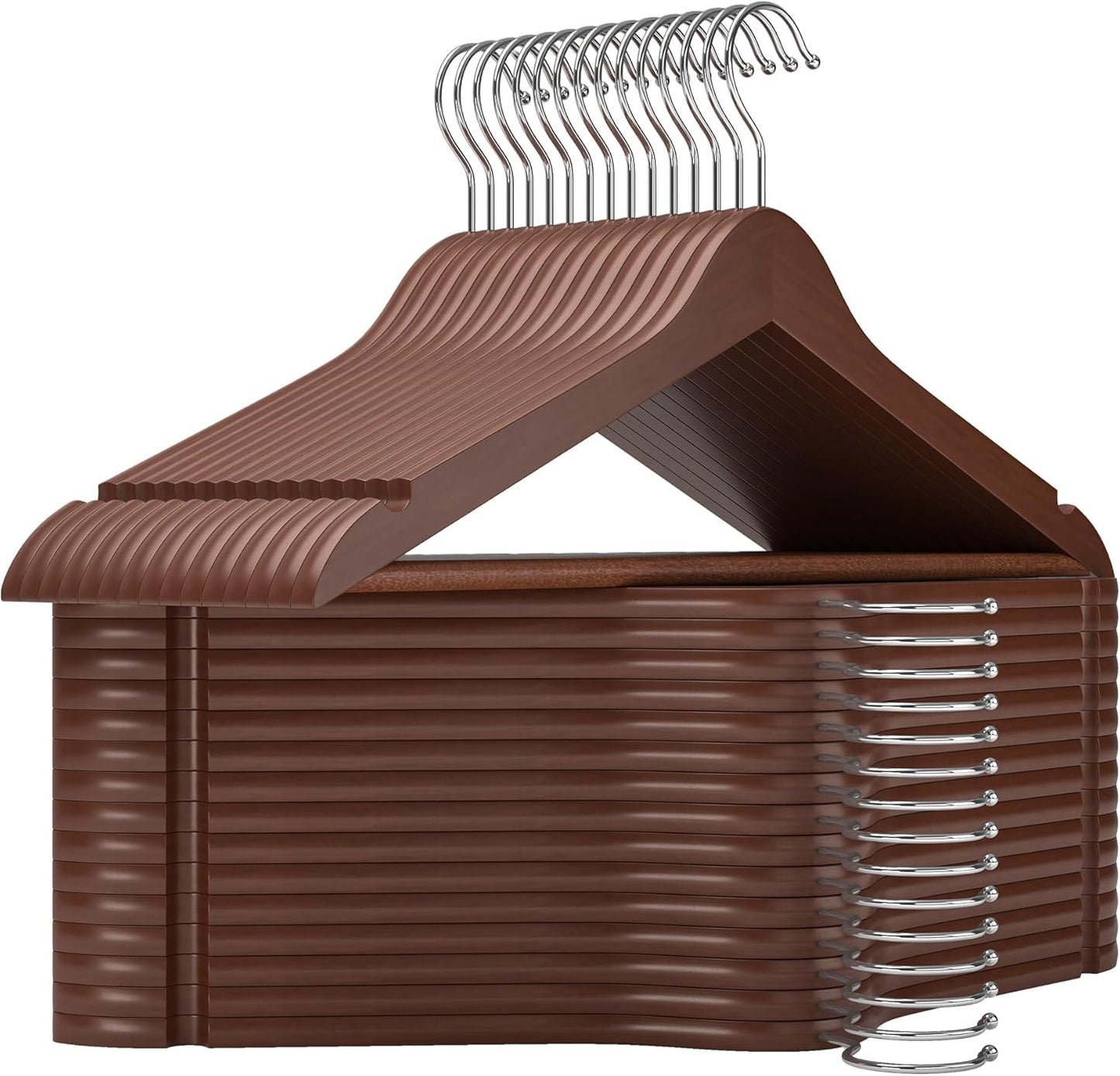 StorageWorks Wooden Hangers 30 Pack for Coats, Shirts, and More