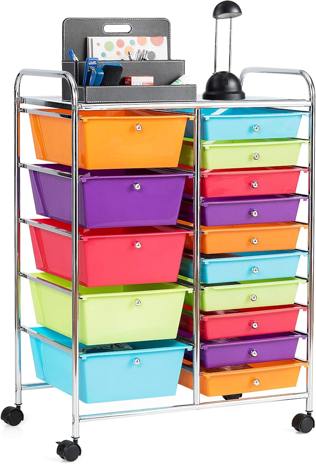 GOFLAME 15-Drawer Rolling Storage Cart for Home and Office