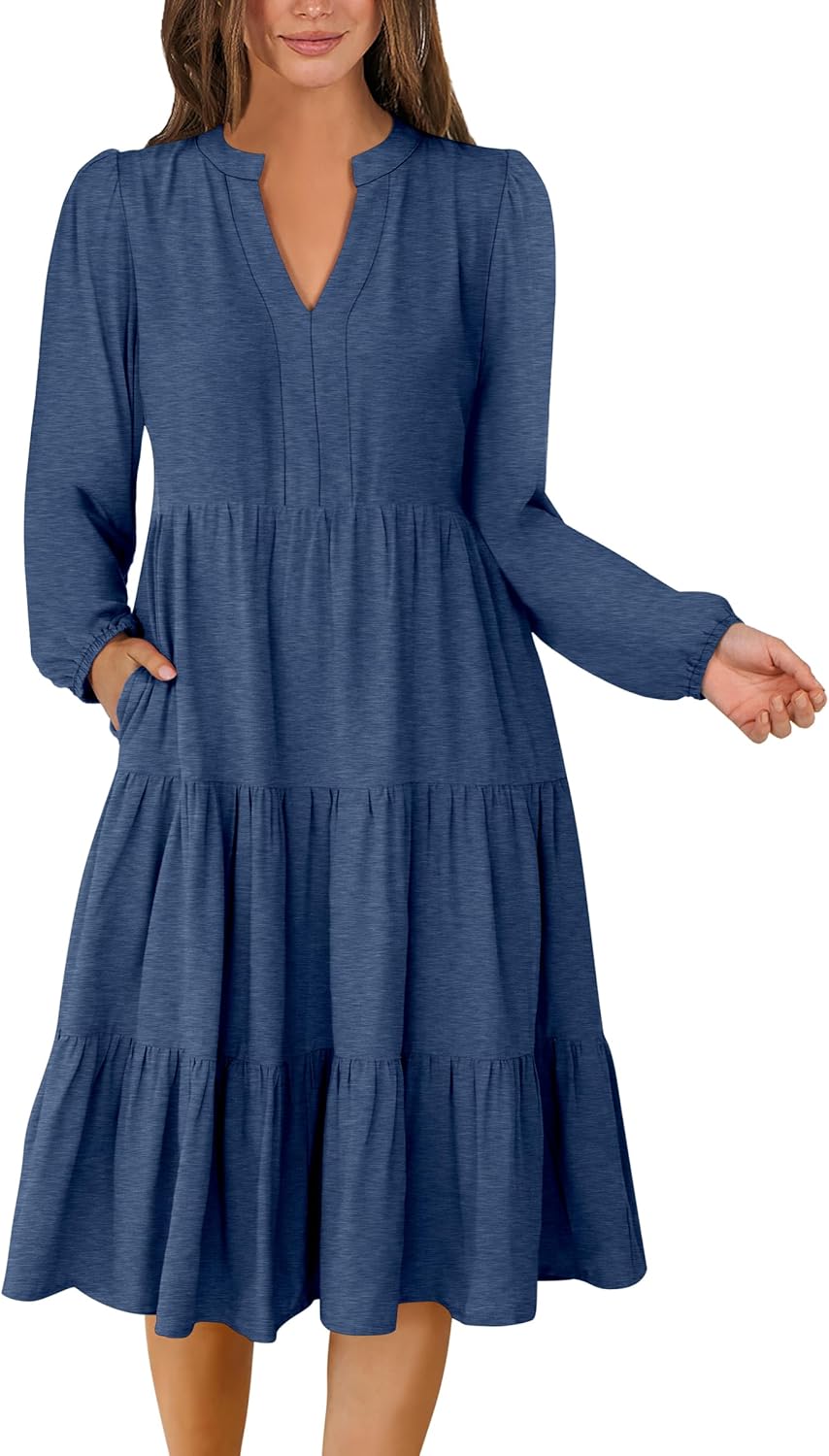 ANRABESS Long Sleeve Midi Dresses for Women in Fall Fashion