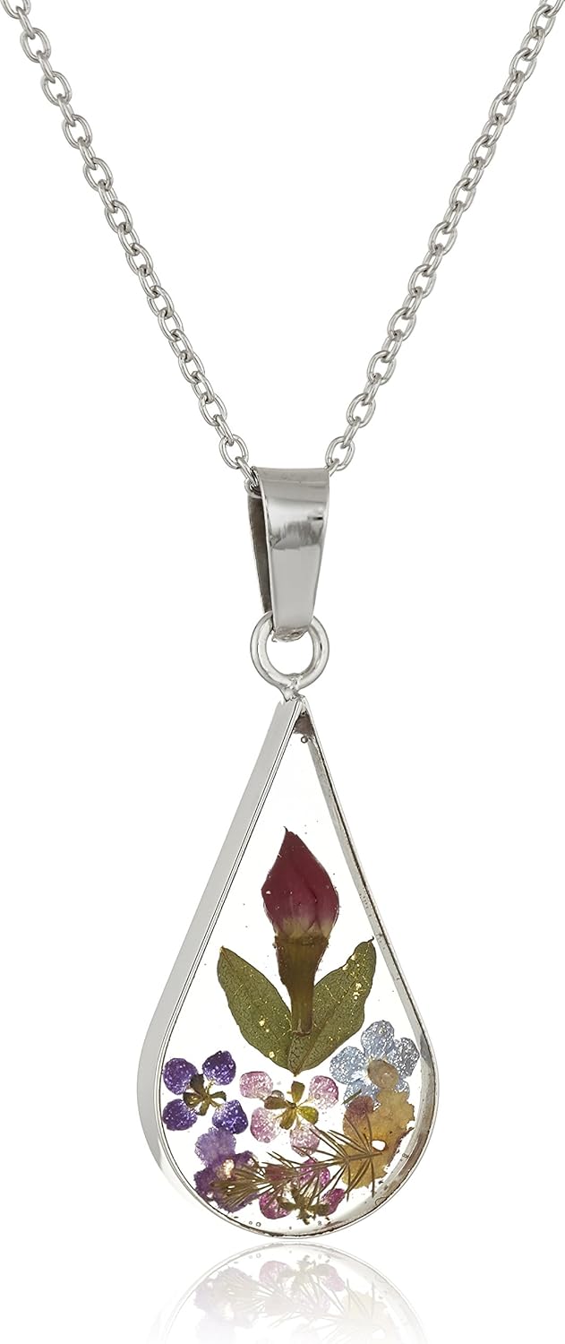 Pressed Flower Pendant Necklace in Sterling Silver for Unique Style