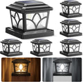 Solar Post Cap Lights 40 LED 6-Pack - Dual White & Rotating Modes