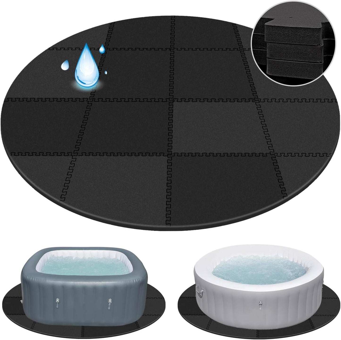 78 Inch Round Hot Tub Mat by Oyrlize - Extra-Thick Protection