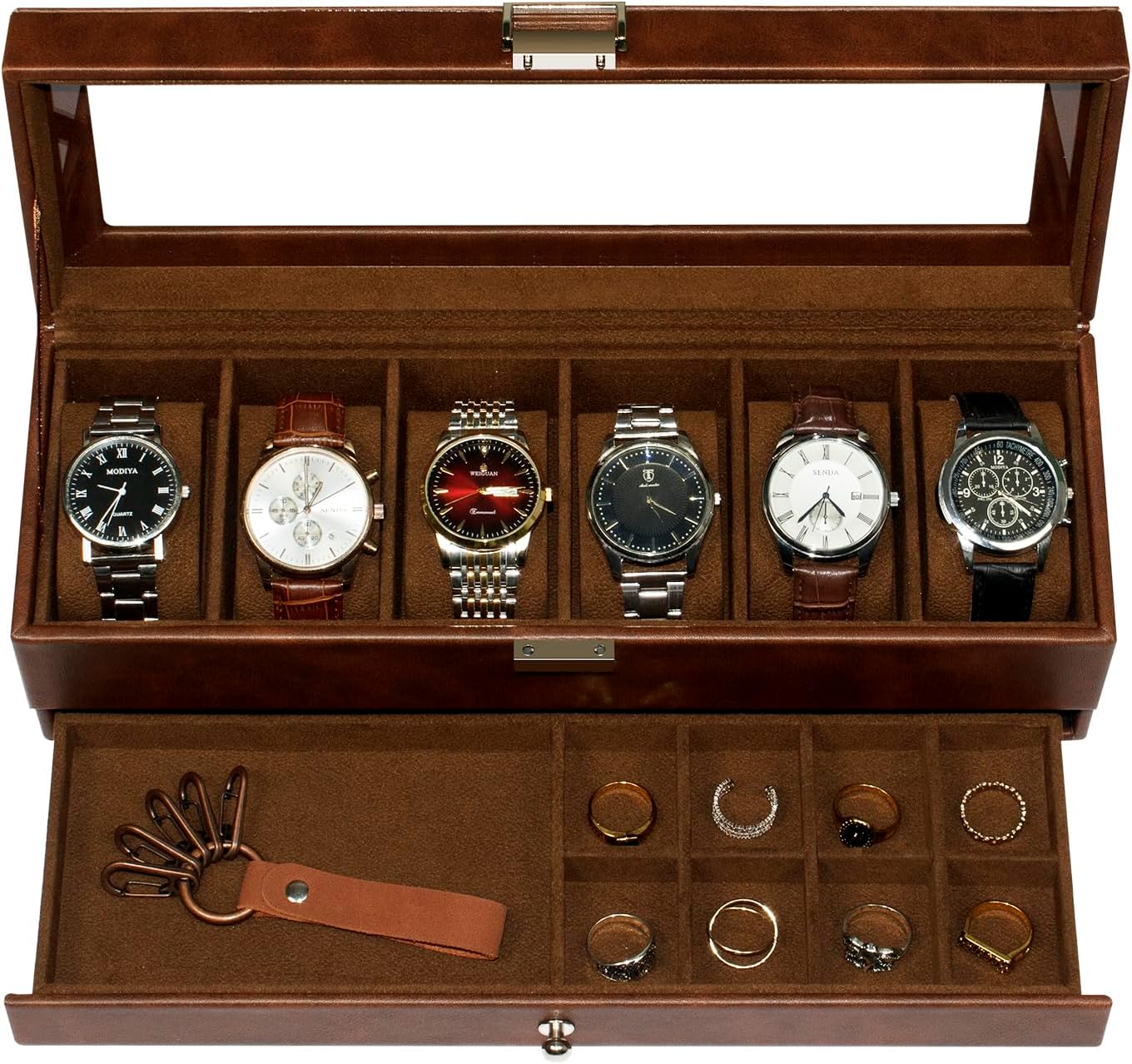 2 Tier Watch Box with Drawers - Keep Watches Organized!