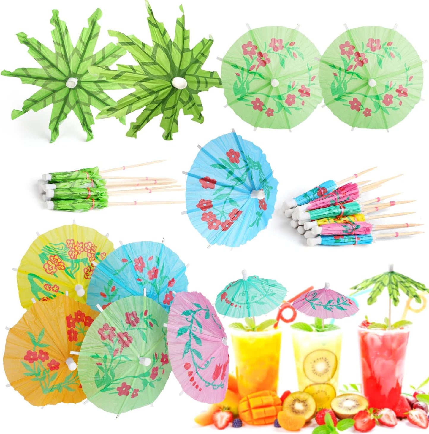 Tropical Luau Party Picks - 100PCS Umbrellas