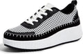 LUCKY STEP Women's Platform Sneakers Rhinestone Chunky Casual - Retro