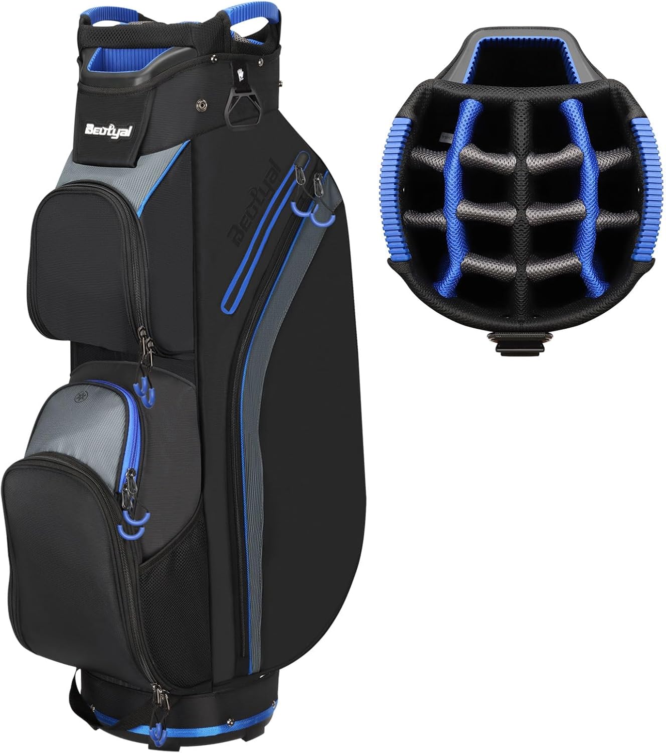 15 Way Organizer Divider Top Golf Cart Bag with Cooler & Rain Cover