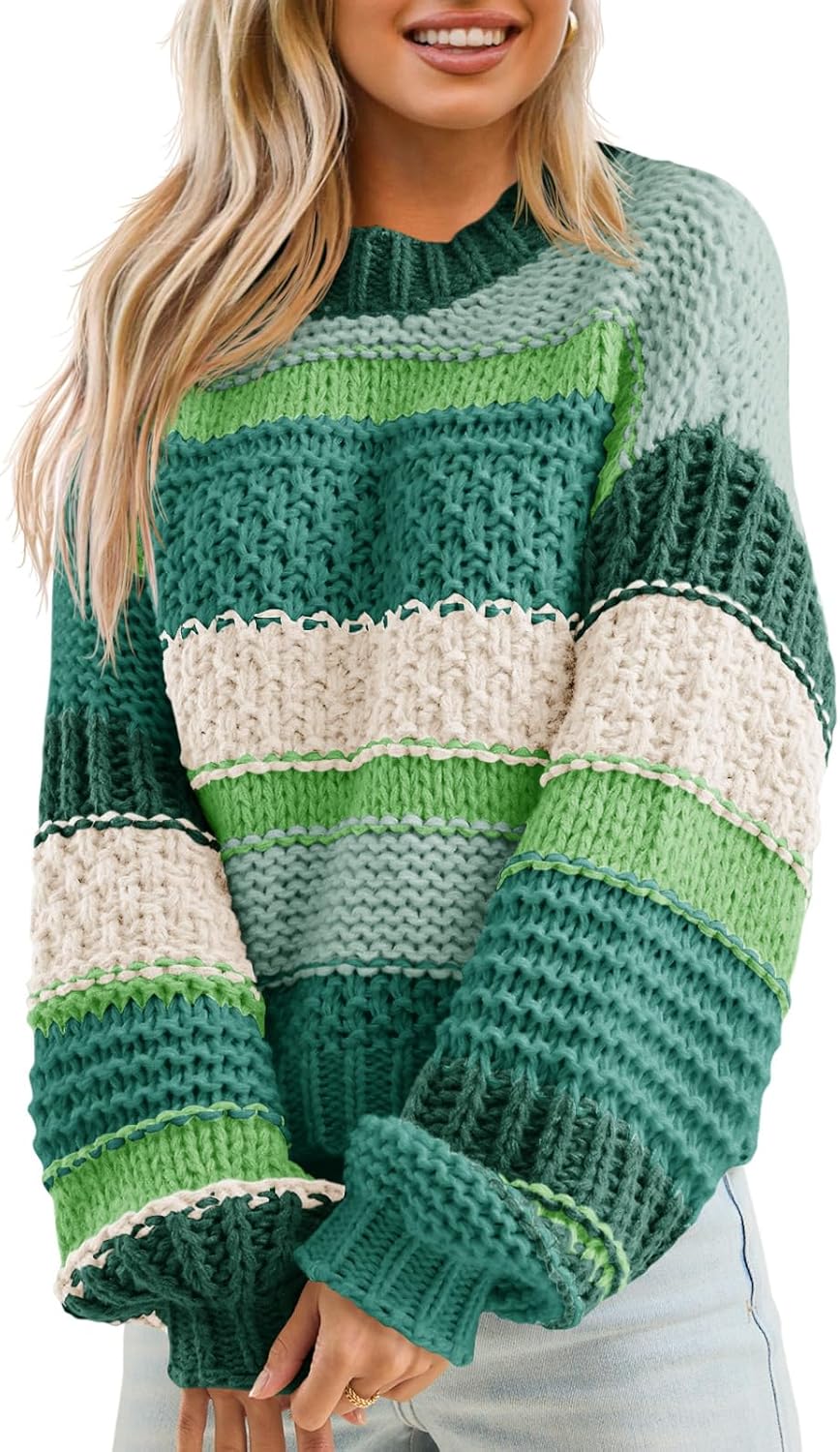 Saodimallsu Womens Color Block Sweater for Fall and Winter Wear