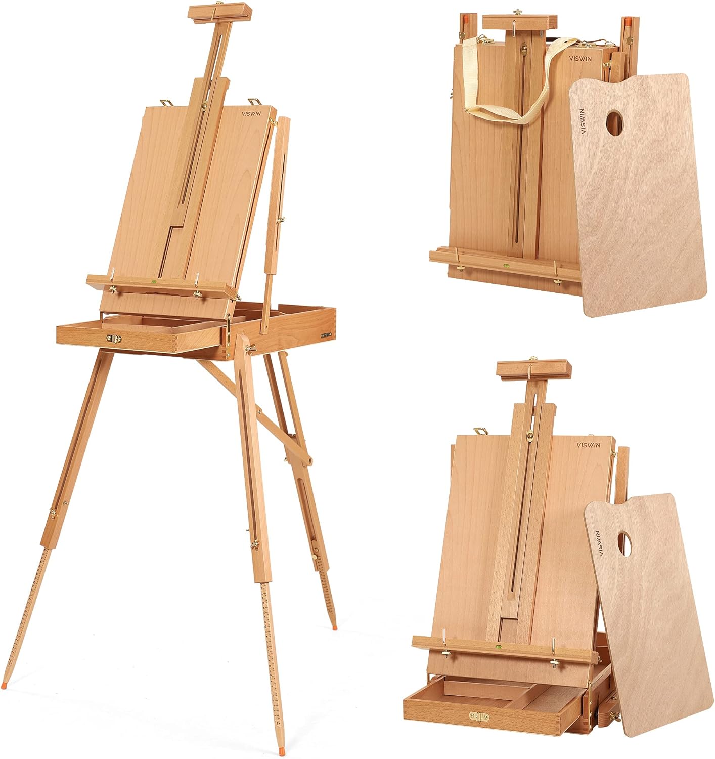 VISWIN French Easel for Painting: Portable Beech Wood Art Stand