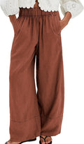 Linen Pants for Women Cotton Baggy Boho Palazzo Pants Wide Leg