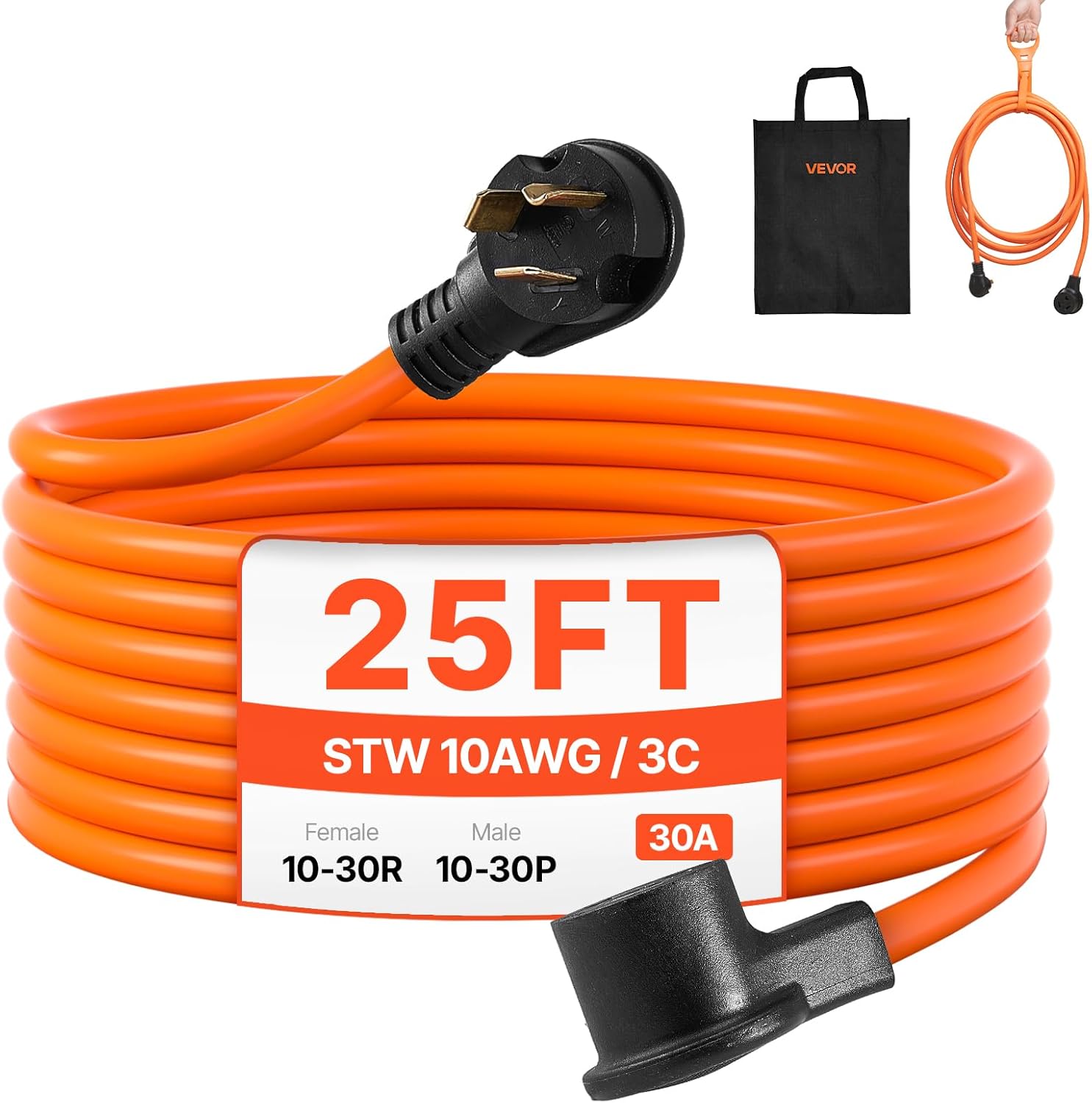 VEVOR 25 ft Dryer Extension Cord for Indoor and Outdoor Use