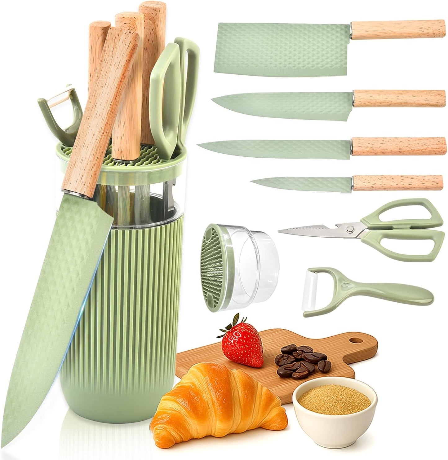 7-Piece Kitchen Knife Set with Sharp Chef and Meat Knives