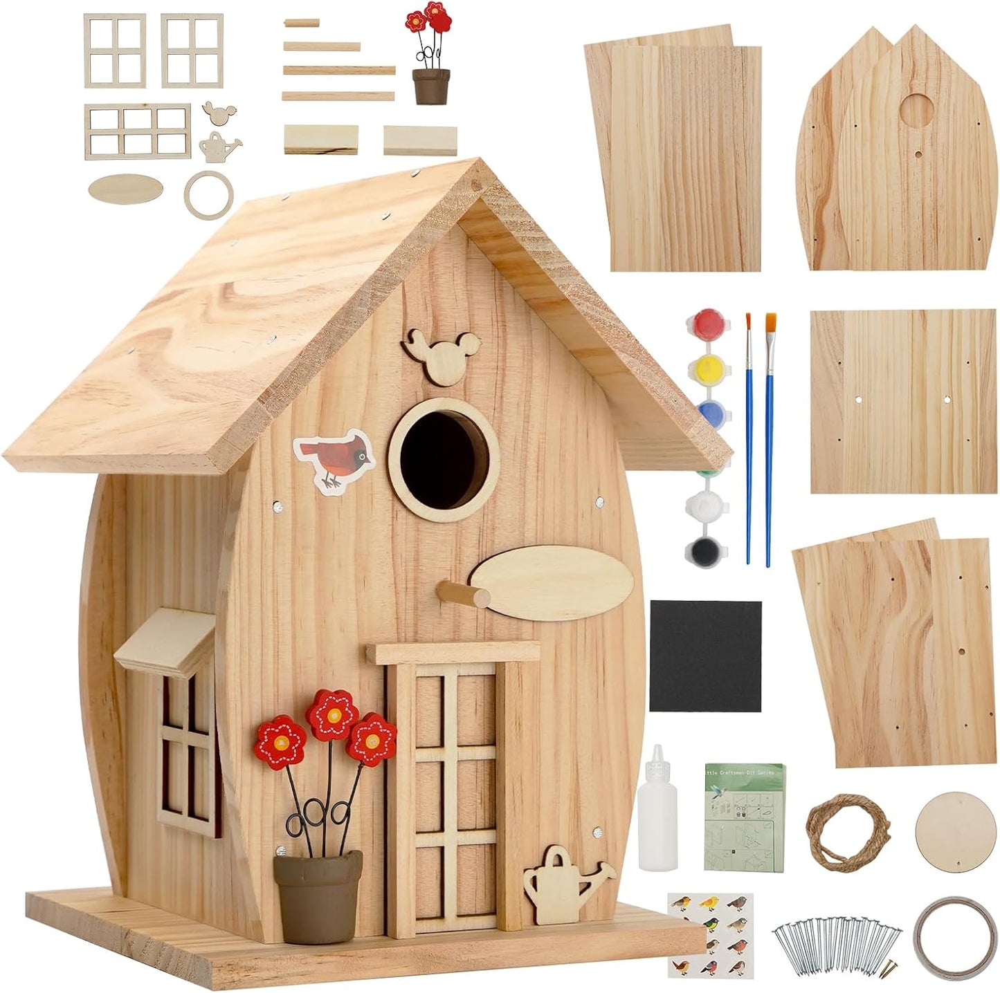 Wooden DIY Bird House Kit for Adults to Build and Decorate
