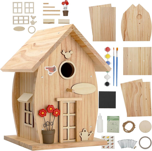 Wooden DIY Bird House Kit for Adults to Build and Decorate