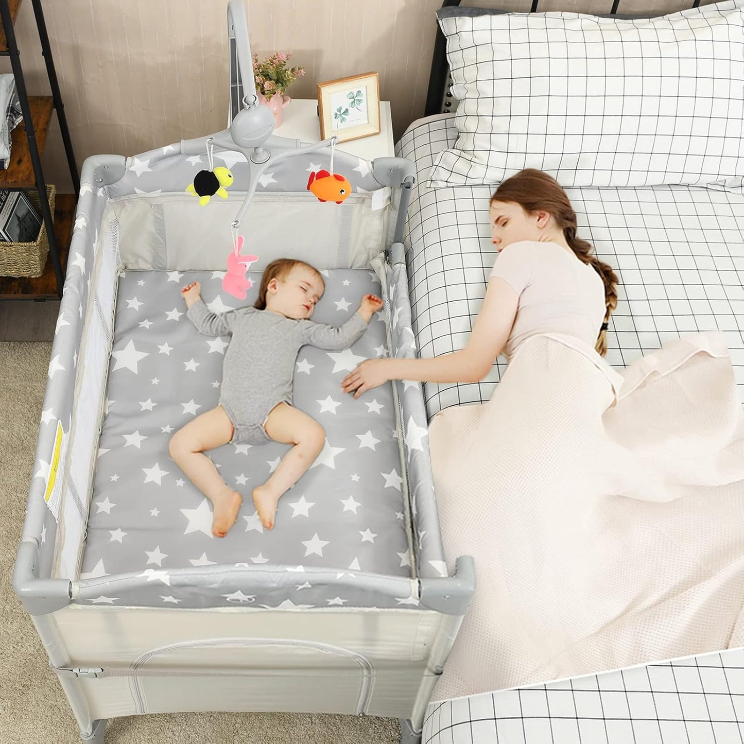 HONEY JOY 5-in-1 Pack and Play with Bassinet for Babies