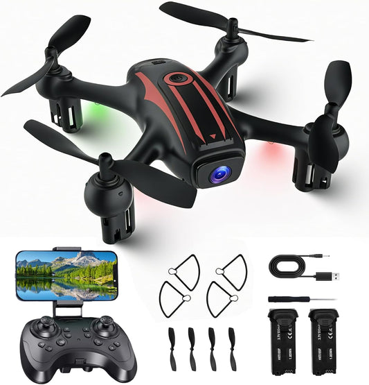 1080P Camera Drone for Kids & Adults - Gesture Photo, 2 Batteries