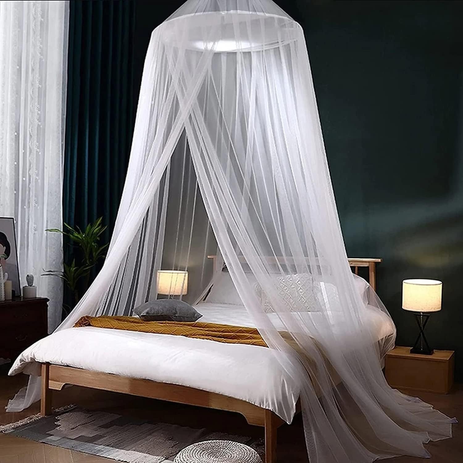 Comtelek White Princess Bed Canopy - Dreamy Mosquito Protection
