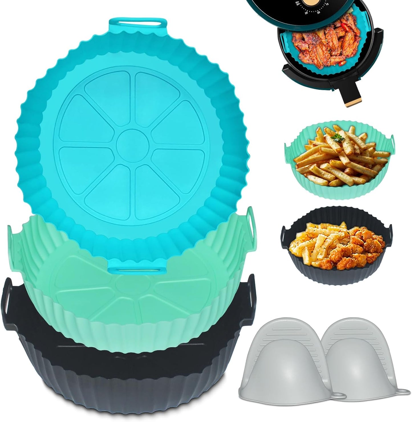 3-Pack Reusable Silicone Air Fryer Liners by PokShow