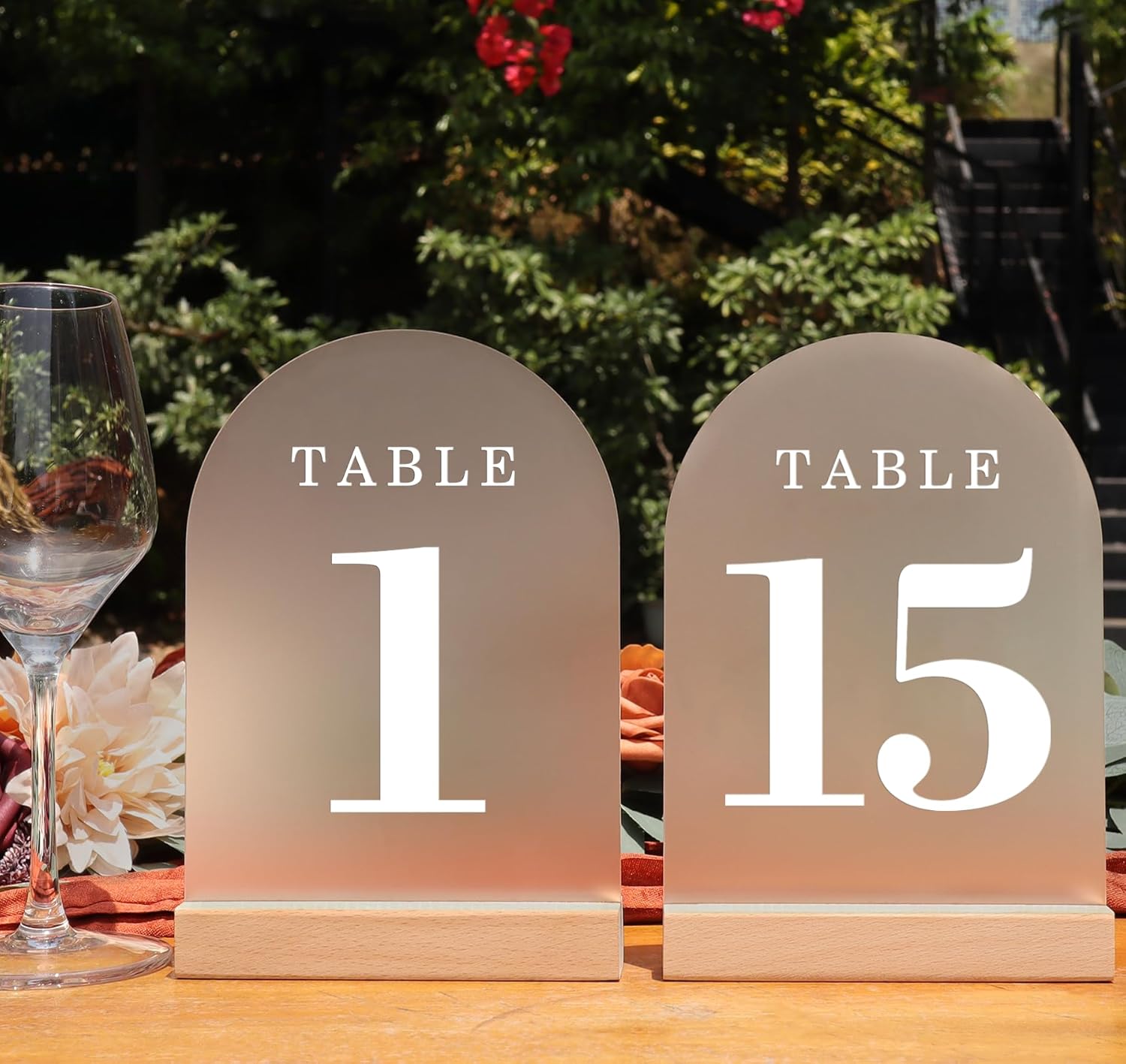 Wedding Table Numbers 1-15, Acrylic Arch Signs for Rustic Decor