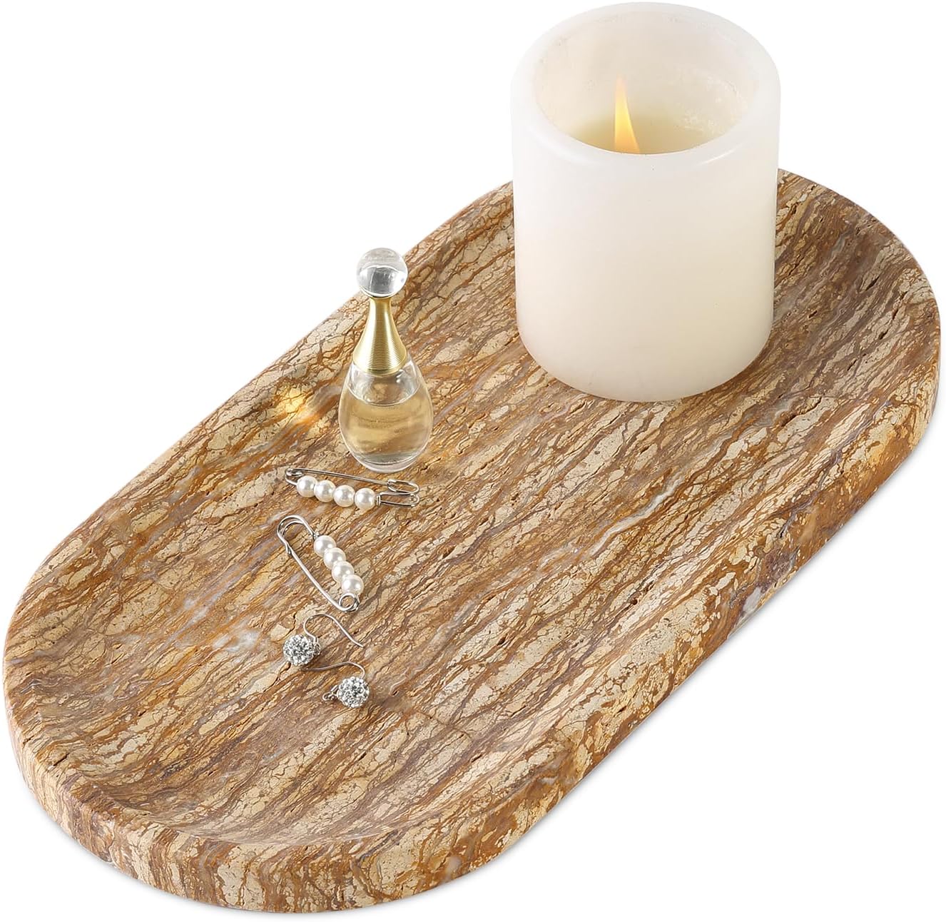 Koville Turkish Natural Marble Tray for Elegant Home Decor