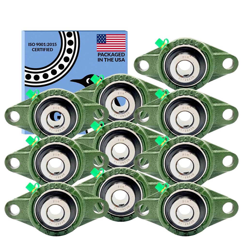 PGN UCFL202-10 Pillow Block Bearing - Durable Chrome Steel Bearings