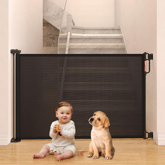 Retractable Baby Gate for Stairs and Doorways, 33in Tall