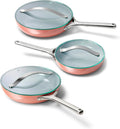 Caraway Ceramic Nonstick Fry Pan Set with Glass Lids for Cooking