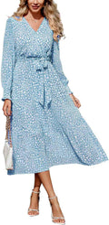 Women's Floral Boho Wrap Maxi Dress - Flowy Ruffle V Neck PRETTYGARDEN
