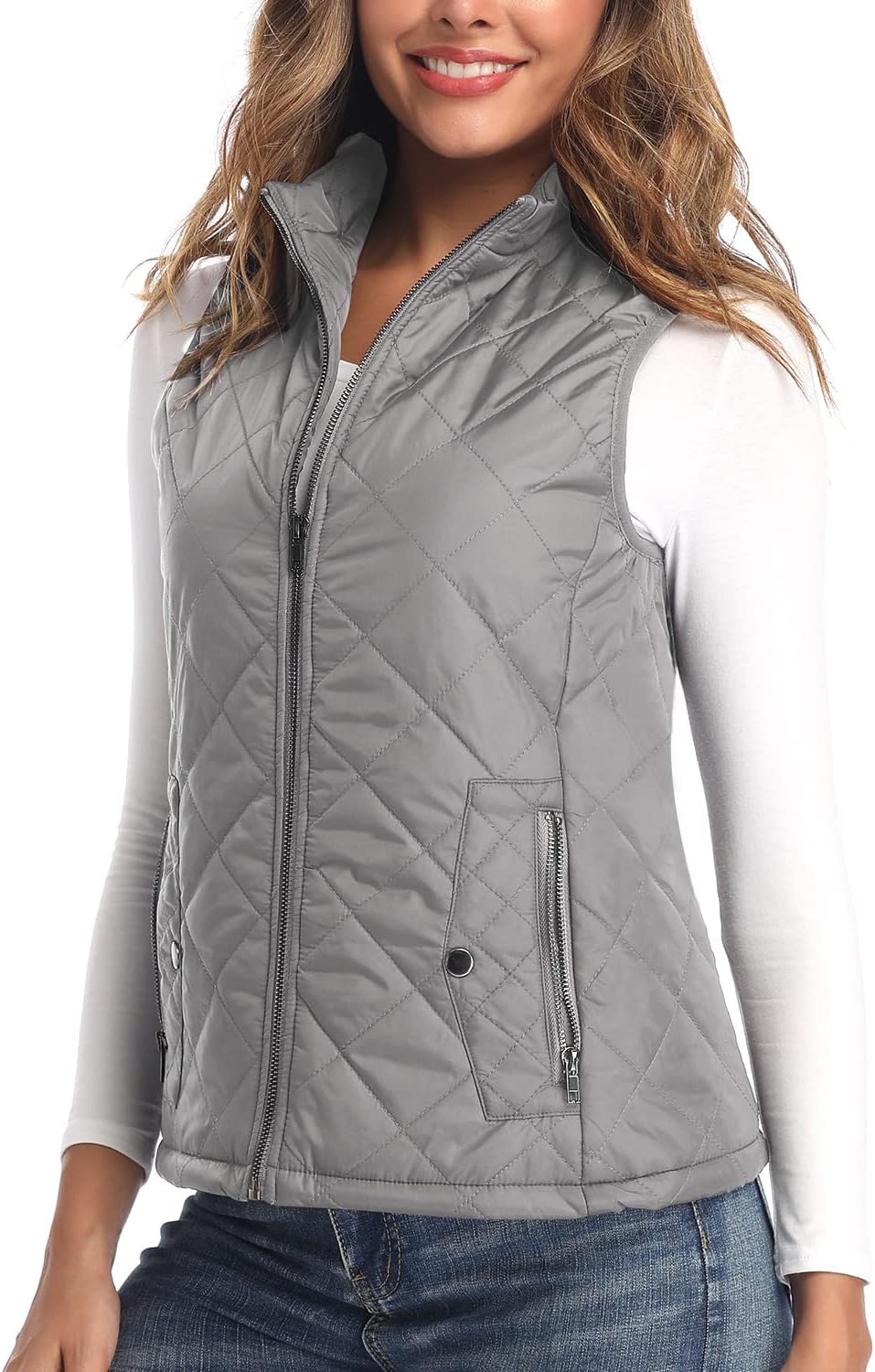 Quilted Lightweight Women's Vest with Zip Pockets for Comfort
