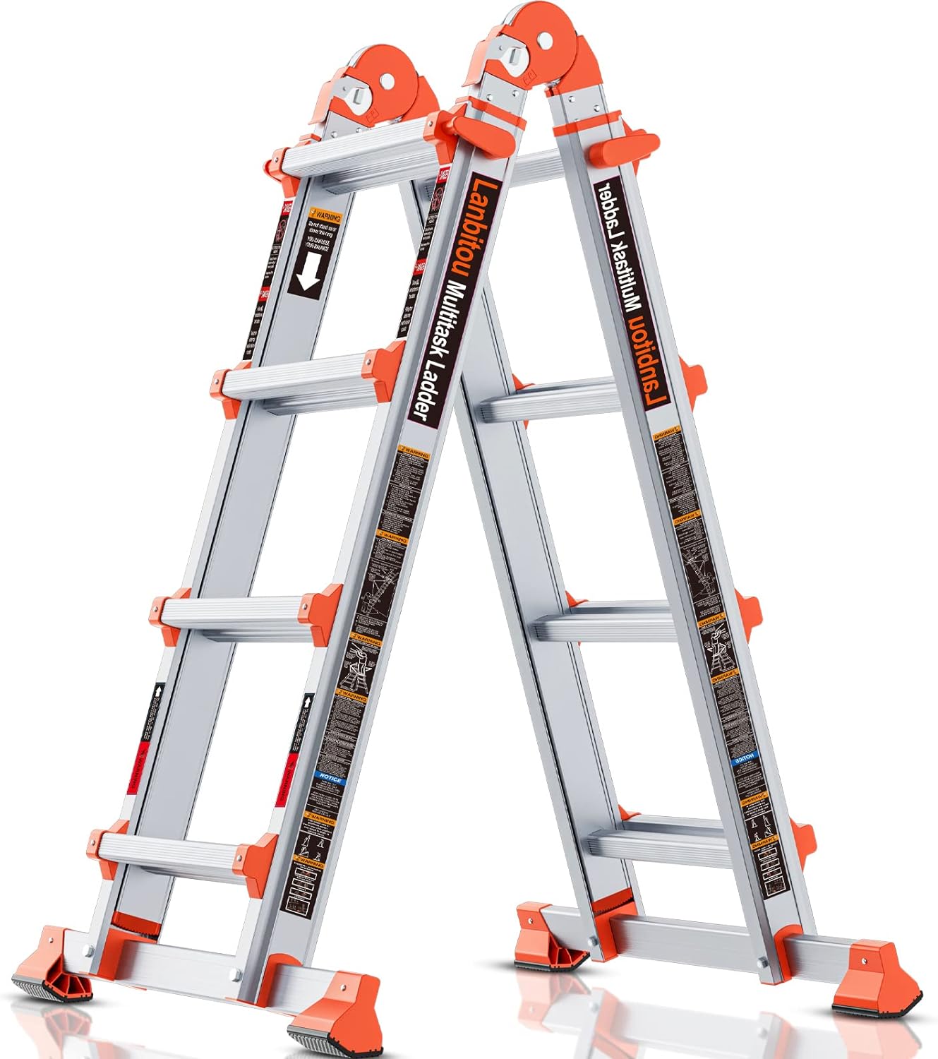 4 Step Multi Position Ladder with Anti-Slip Design for Safety