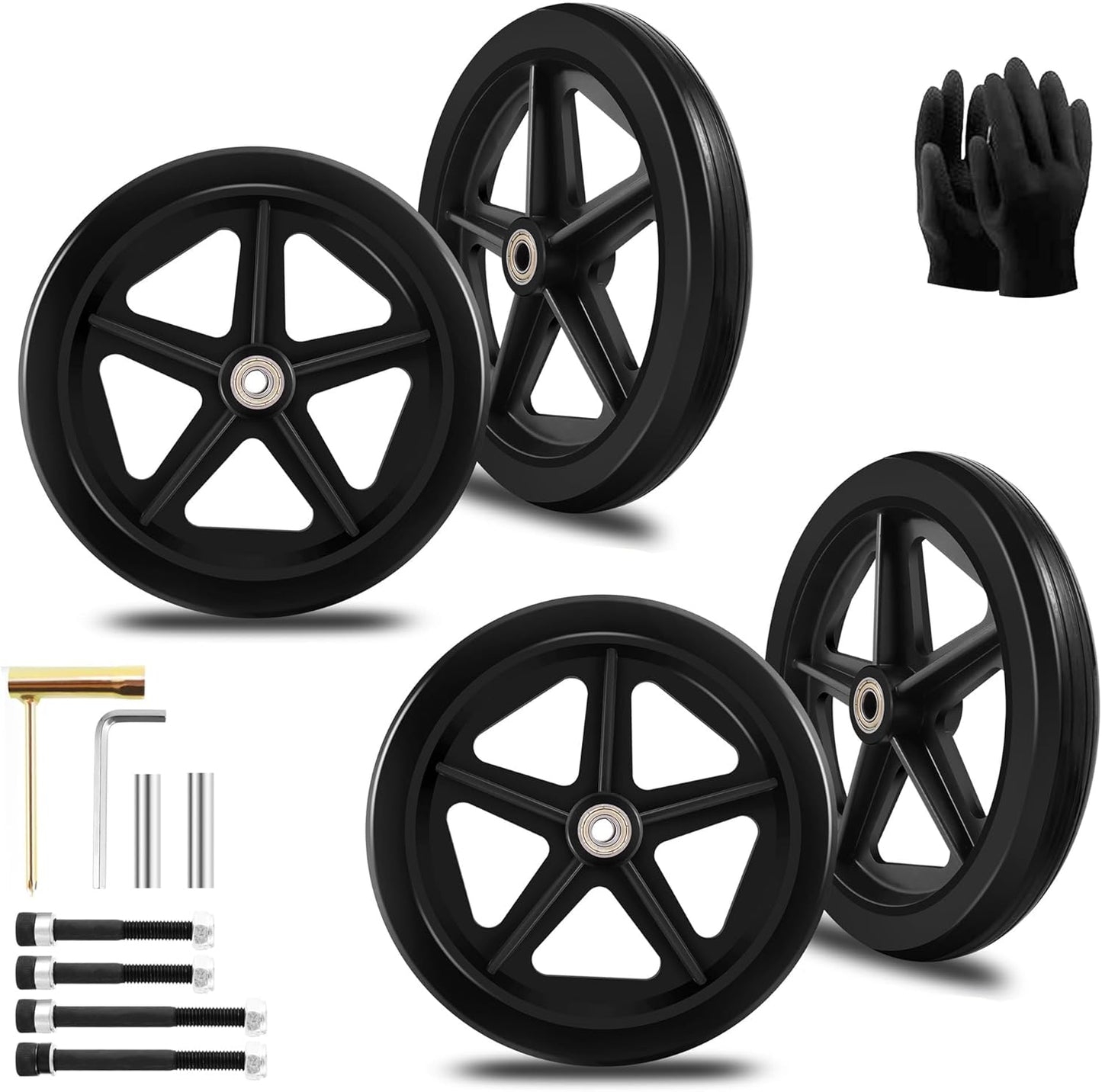 8 Inch Solid Replacement Wheels for Mobility Aids - Durable & Easy
