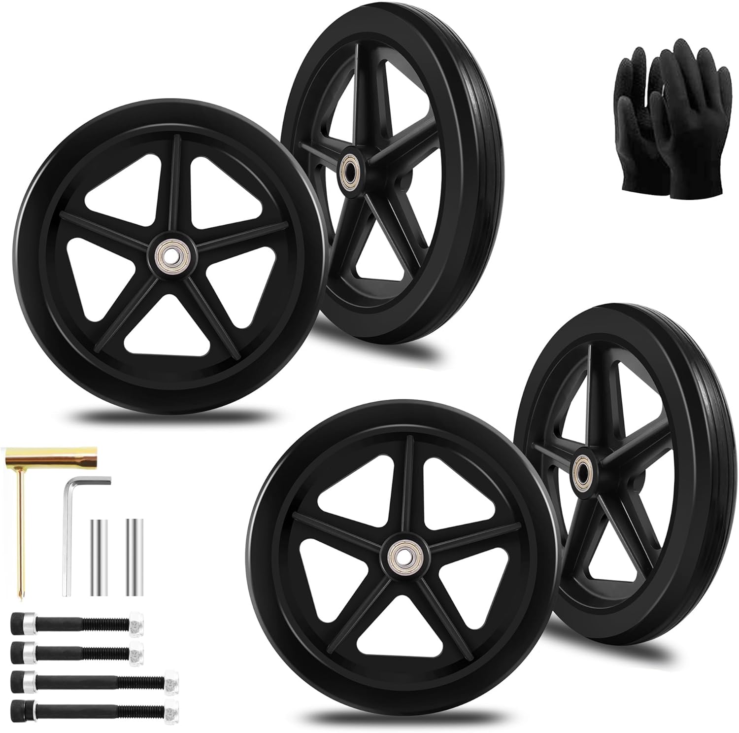 8 Inch Solid Replacement Wheels for Mobility Aids - Durable & Easy