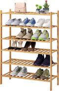 6-Tier Bamboo Shoe Rack for Entryway - Stackable Foldable Organizer