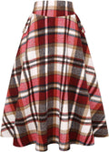 IDEALSANXUN Women's Long High Waisted Plaid A-line Skirt
