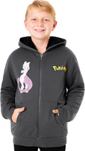 Pokemon Sherpa Fleece Hoodie for Boys Ages 7-14 - Warm Zip-Up
