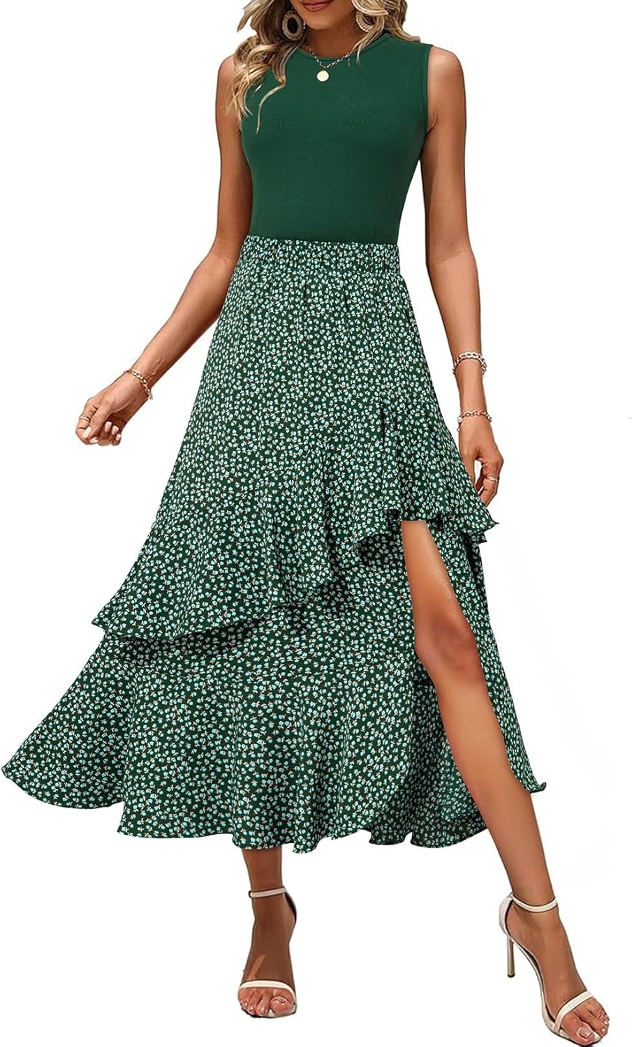 Dokotoo Women's 2025 Sleeveless Boho Floral Summer Dress