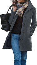 CHARTOU Women's Wool Blend Stand Collar Pea Coat - Warm Everyday Layer