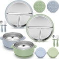 Stainless Steel Kids Plates and Bowls Set with Suction - Safe
