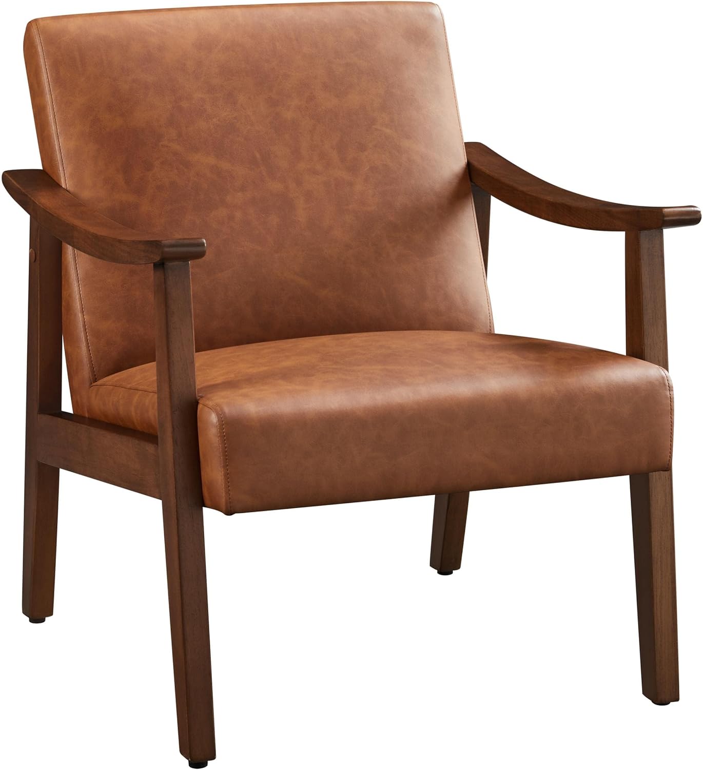 Yaheetech Mid-Century Accent Chair, High Back Comfort, Brown