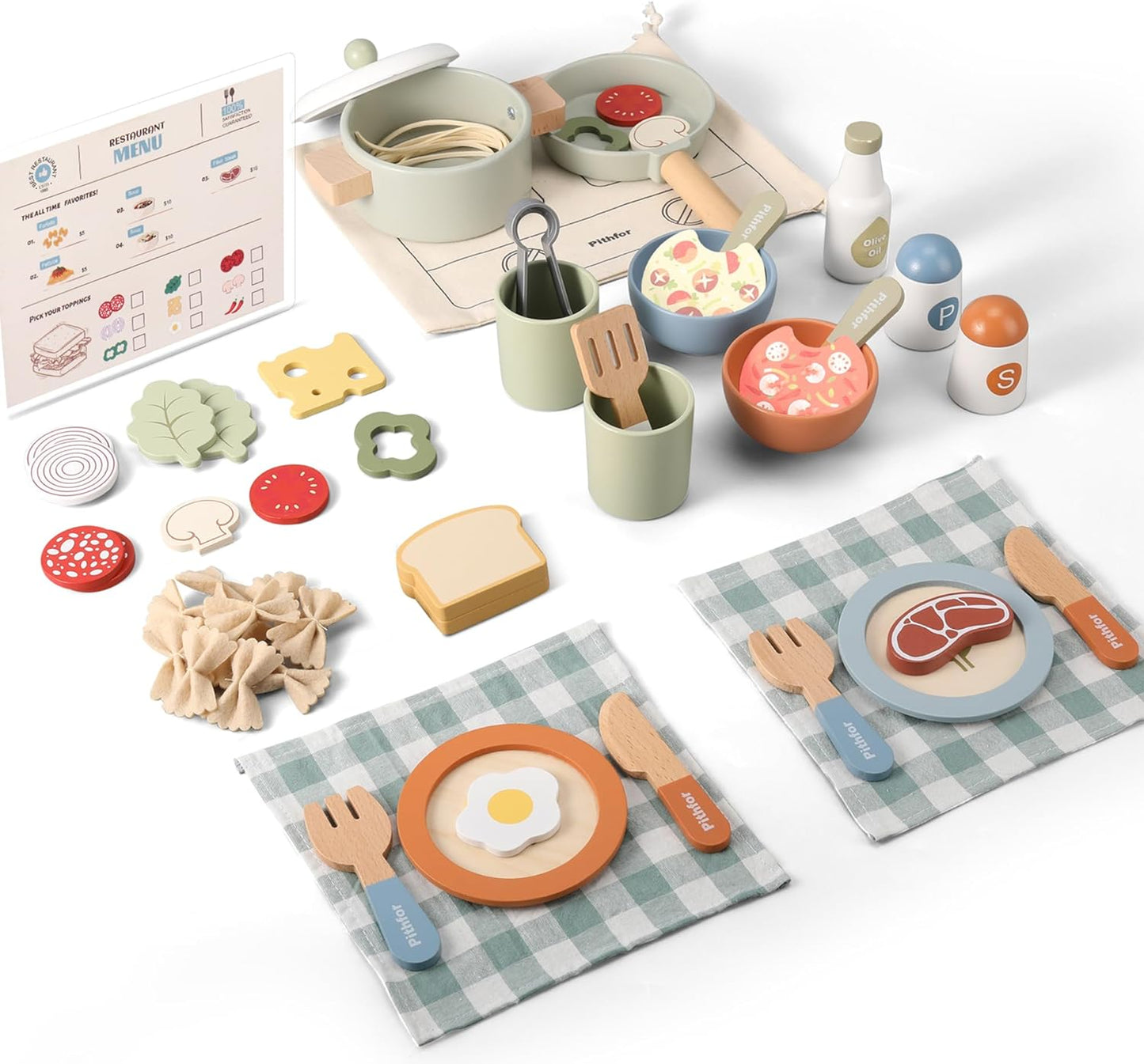 Wooden Play Cooking Set for Kids - Imaginative Kitchen Fun